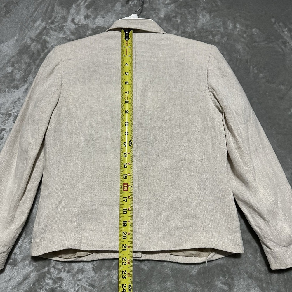 Vintage Talbots Petites 100% Irish Linen Blazer Jacket Womens 4P Ivory Old Money - Picture 6 of 10
